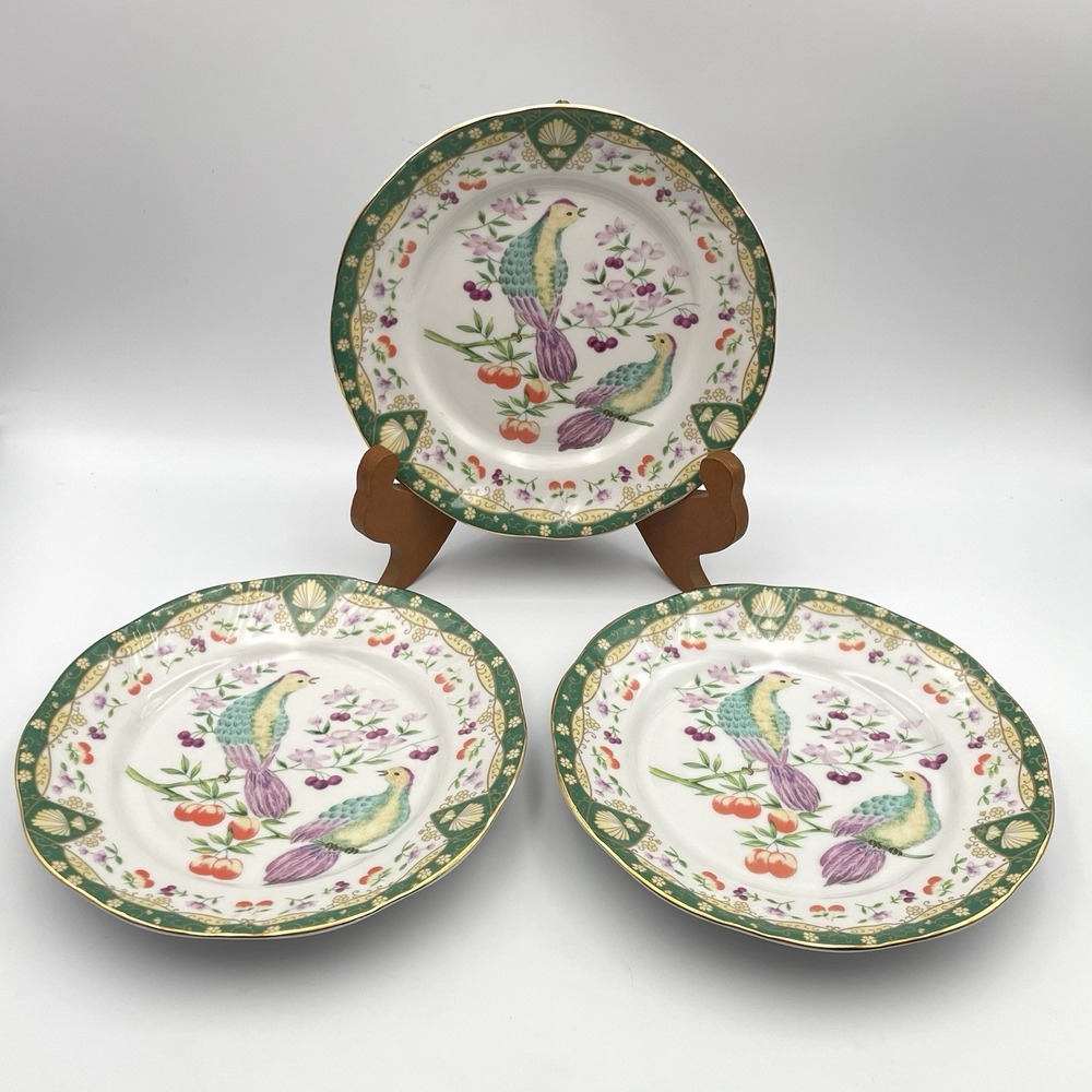American Atelier Paradise 5816 Bird Porcelain Salad Plates Set of 3 - 7.25"